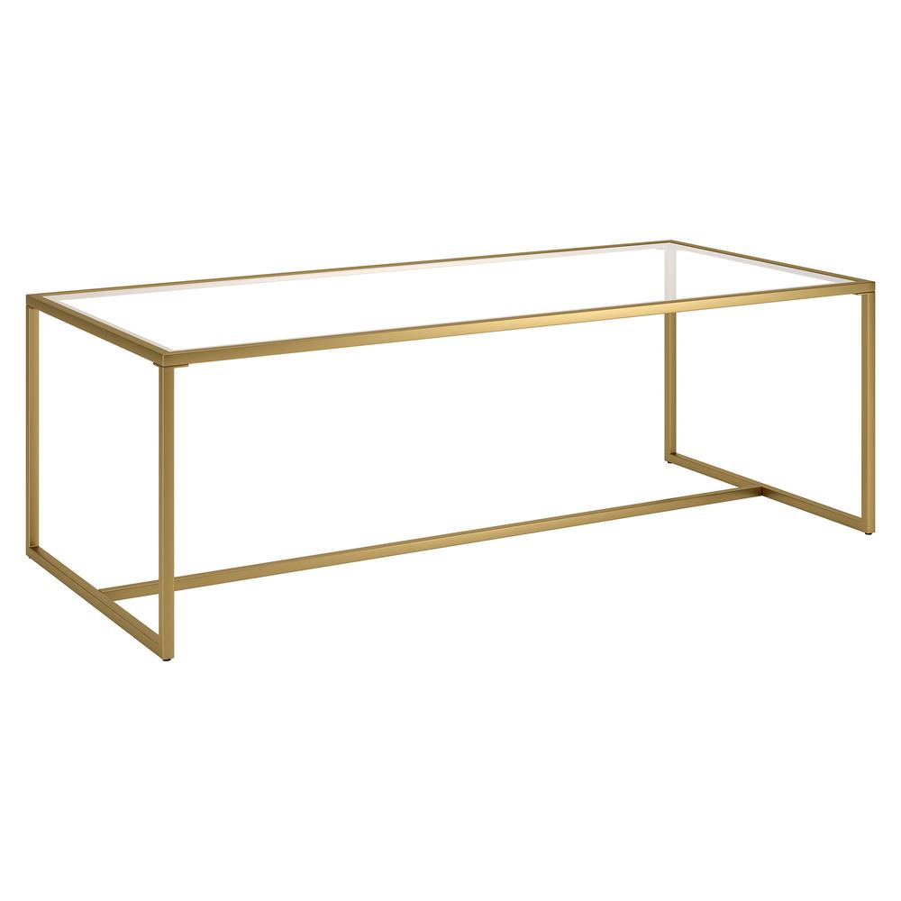 47" Gold Glass And Steel Coffee Table. Picture 1