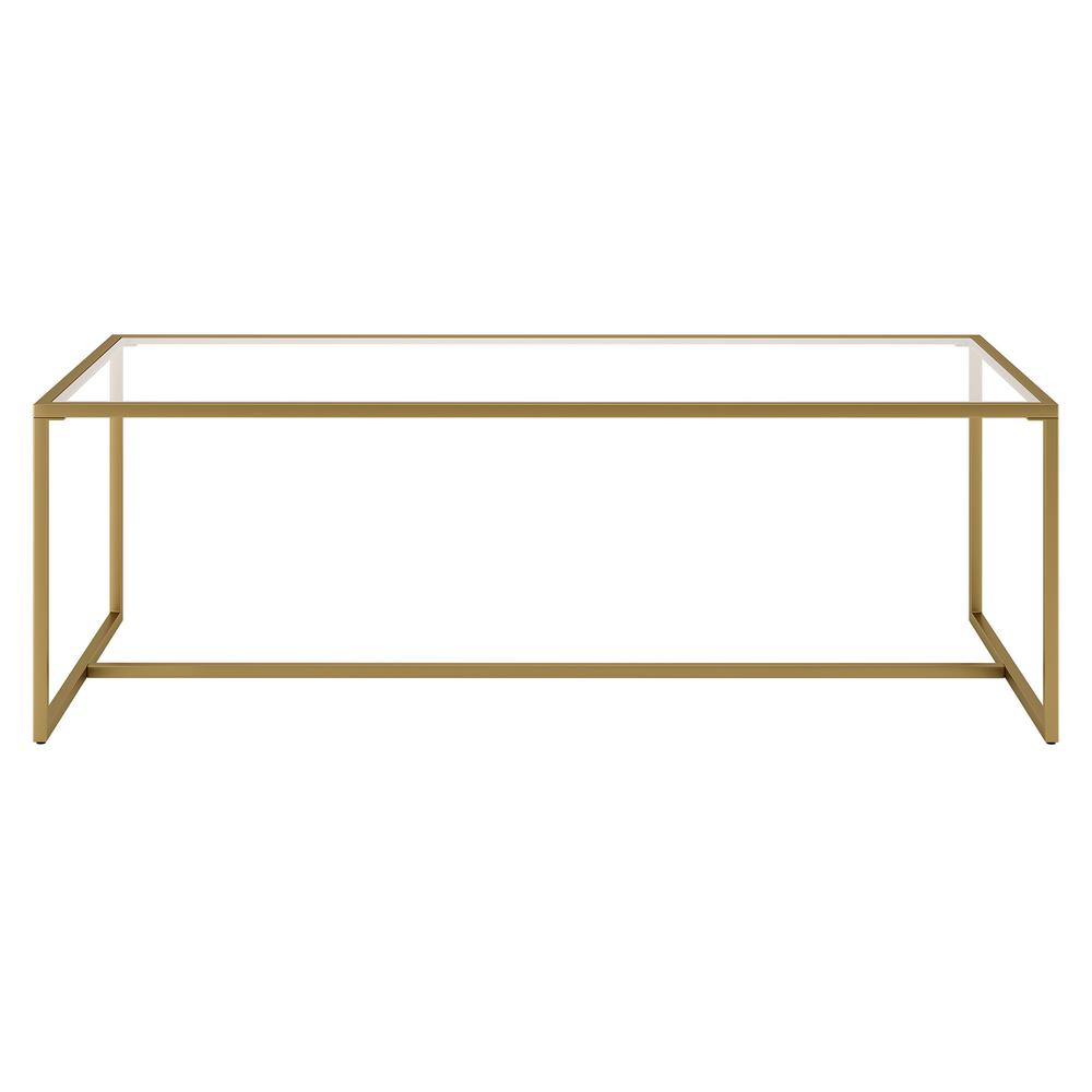 47" Gold Glass And Steel Coffee Table. Picture 3