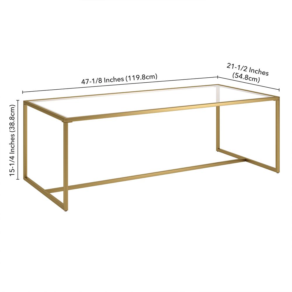 47" Gold Glass And Steel Coffee Table. Picture 8