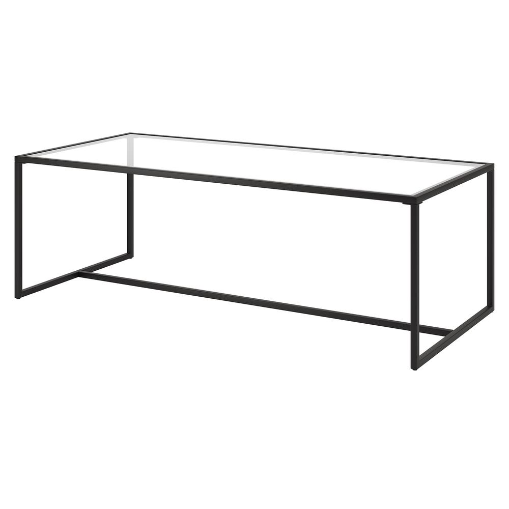 47" Black Glass And Steel Coffee Table. Picture 4