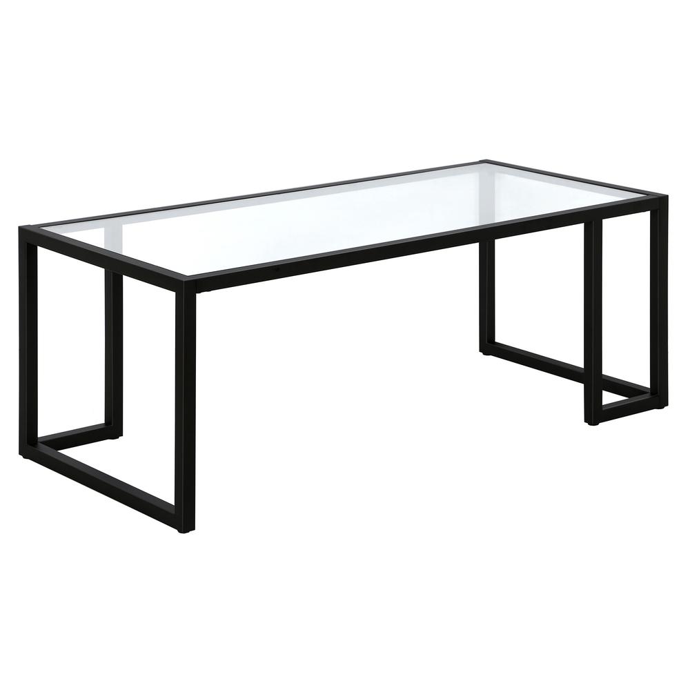 45" Black Glass And Steel Coffee Table. Picture 1