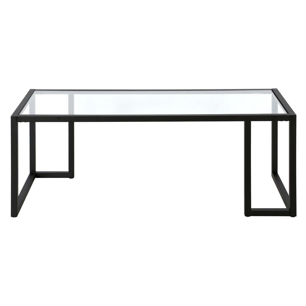 45" Black Glass And Steel Coffee Table. Picture 2