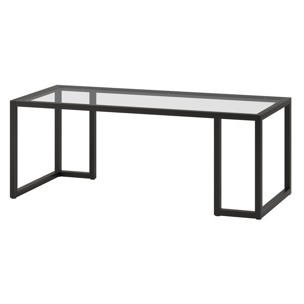 45" Black Glass And Steel Coffee Table. Picture 3
