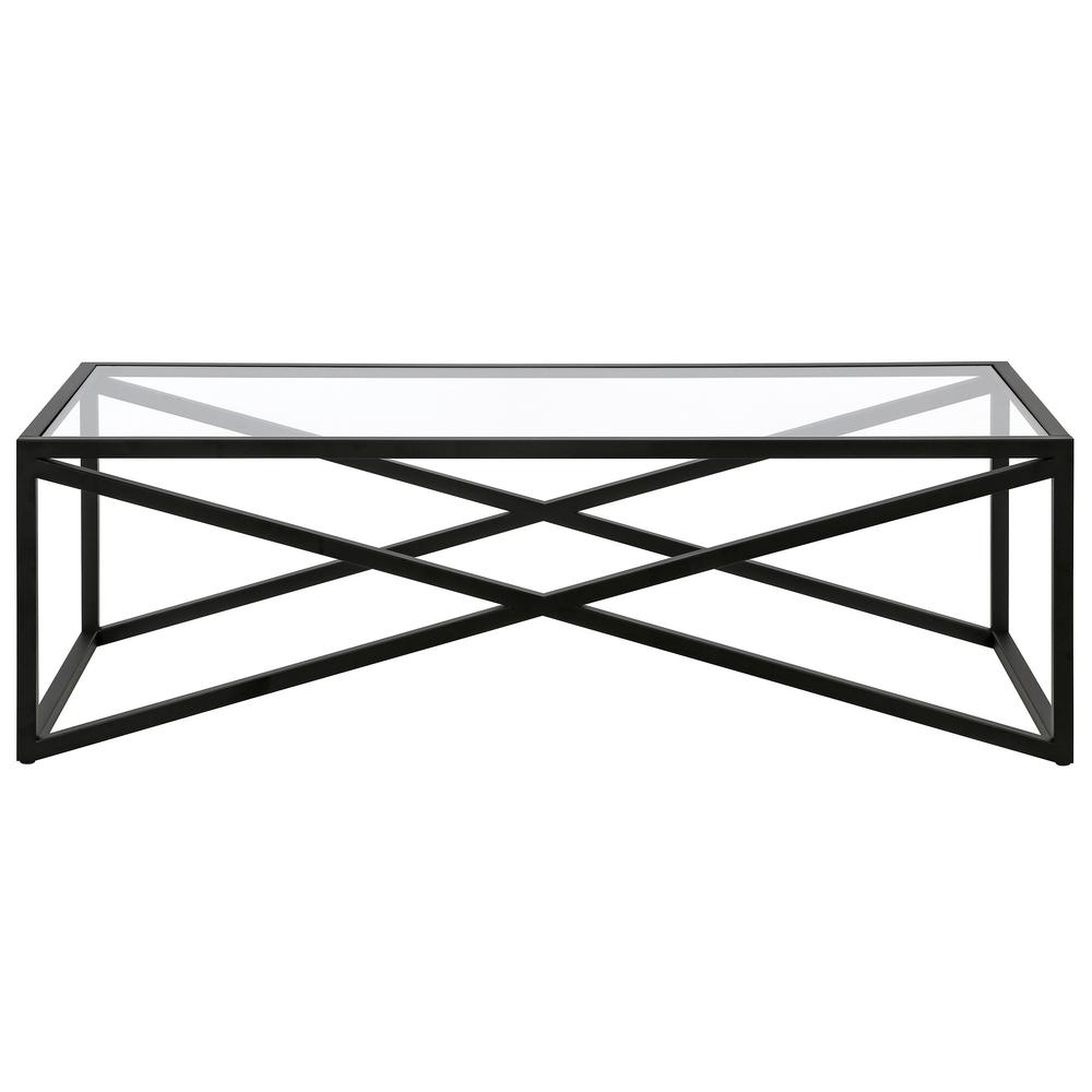 54" Black Glass And Steel Coffee Table. Picture 2