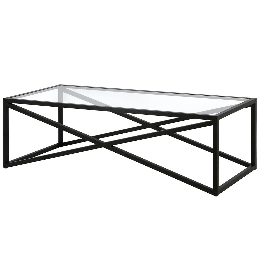 54" Black Glass And Steel Coffee Table. Picture 3