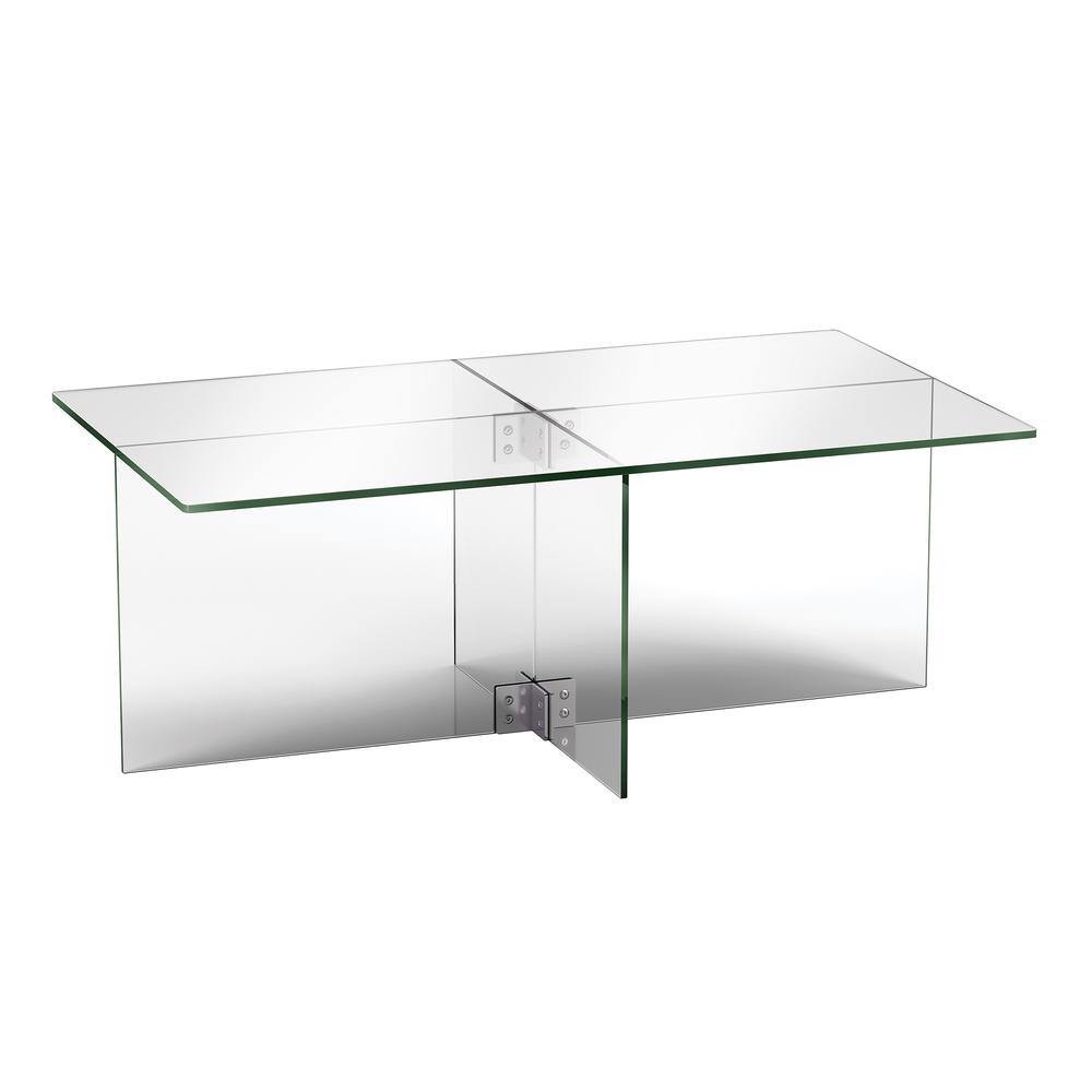 24" Clear Glass And Steel Coffee Table. Picture 1