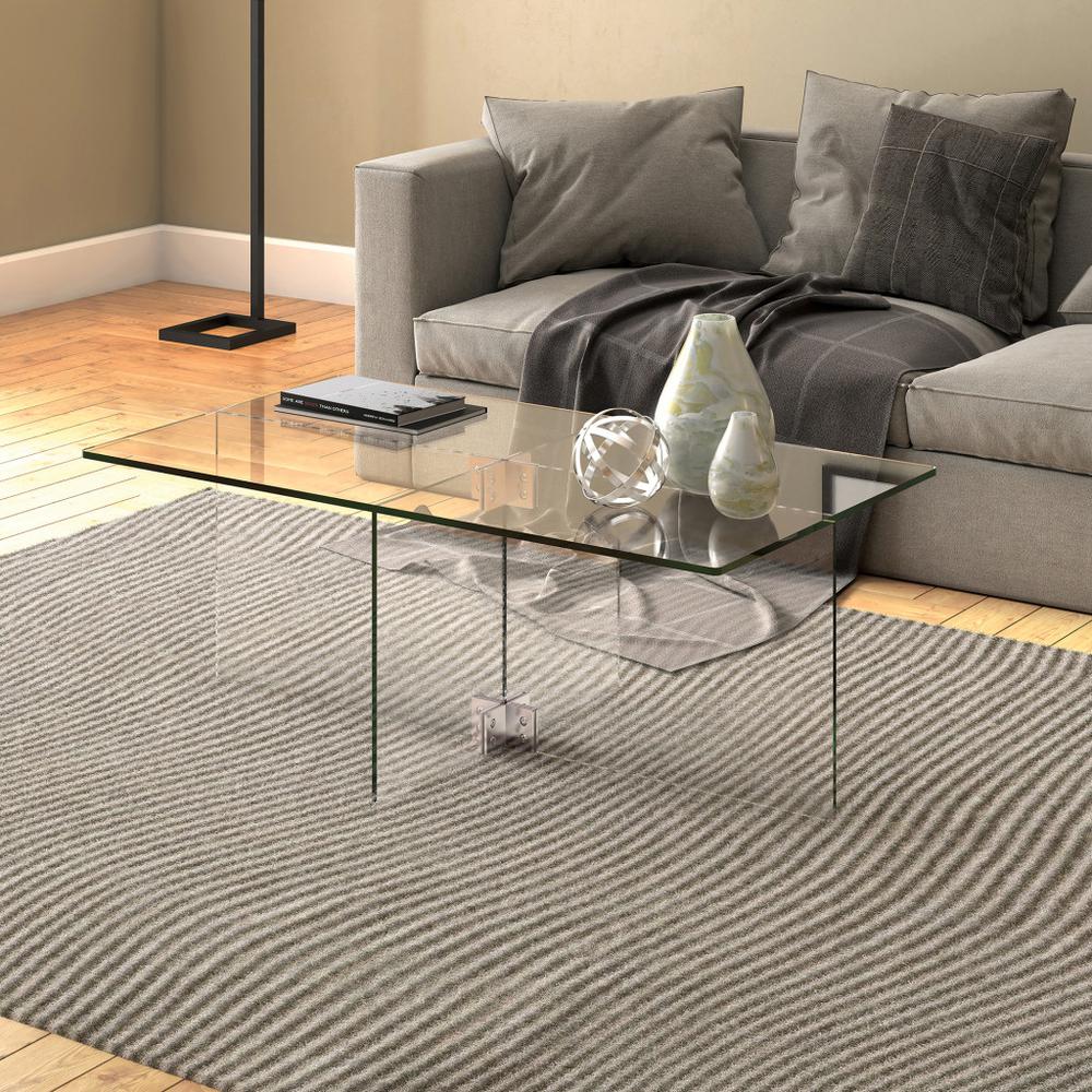 24" Clear Glass And Steel Coffee Table. Picture 4