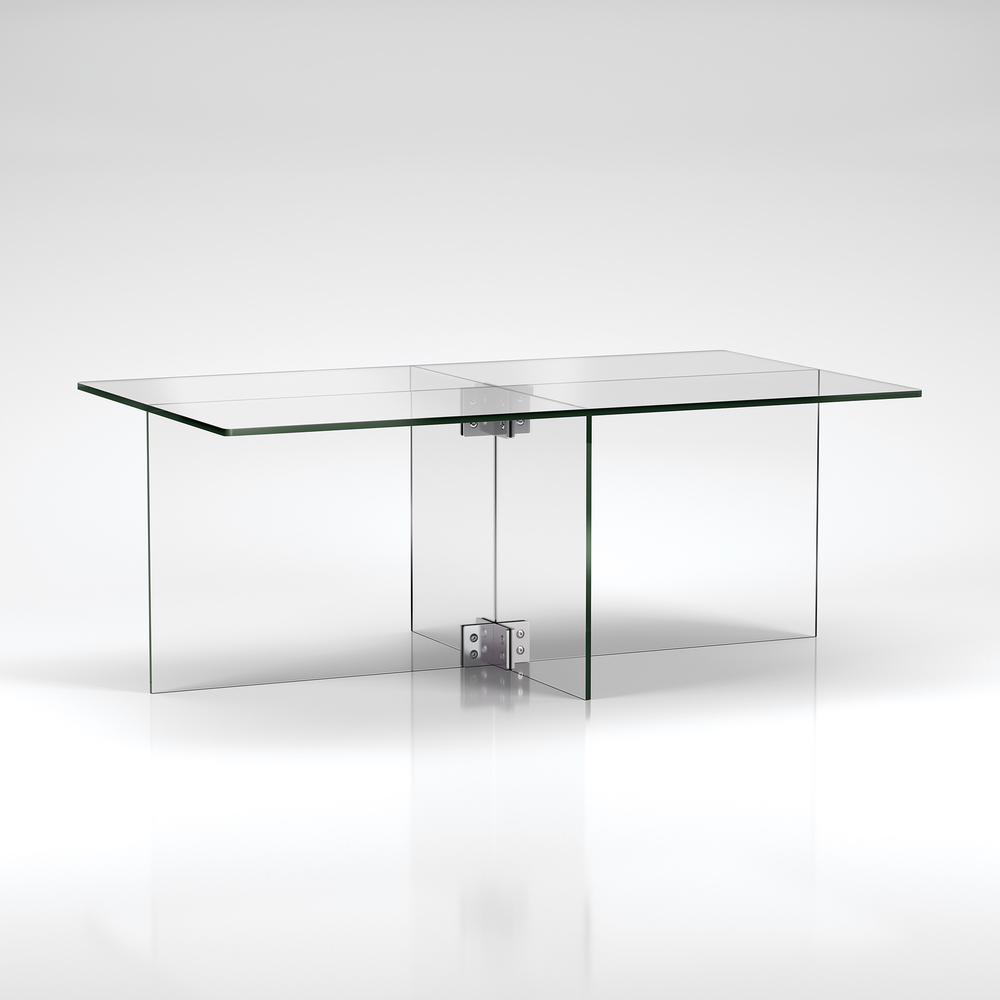 24" Clear Glass And Steel Coffee Table. Picture 2