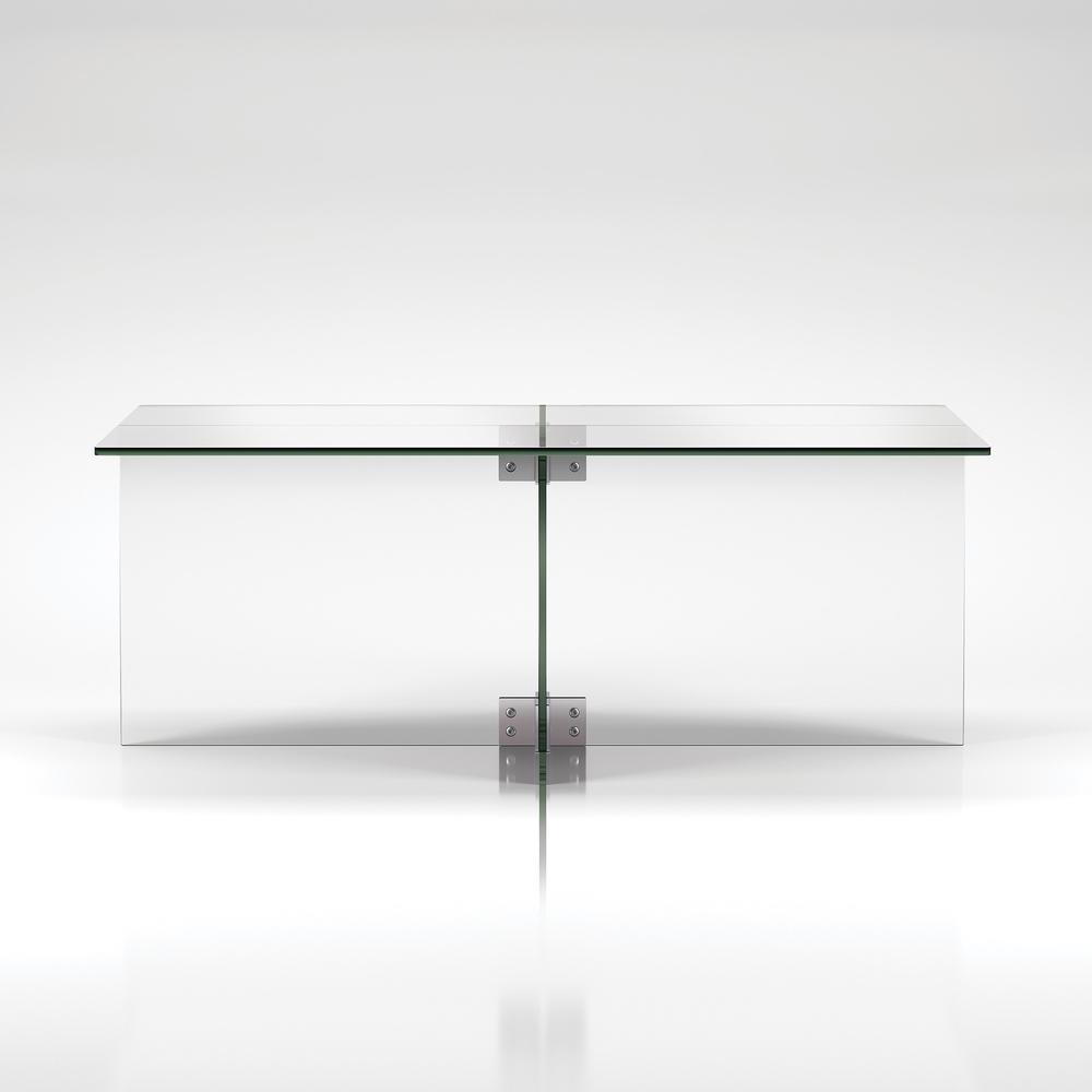 24" Clear Glass And Steel Coffee Table. Picture 3
