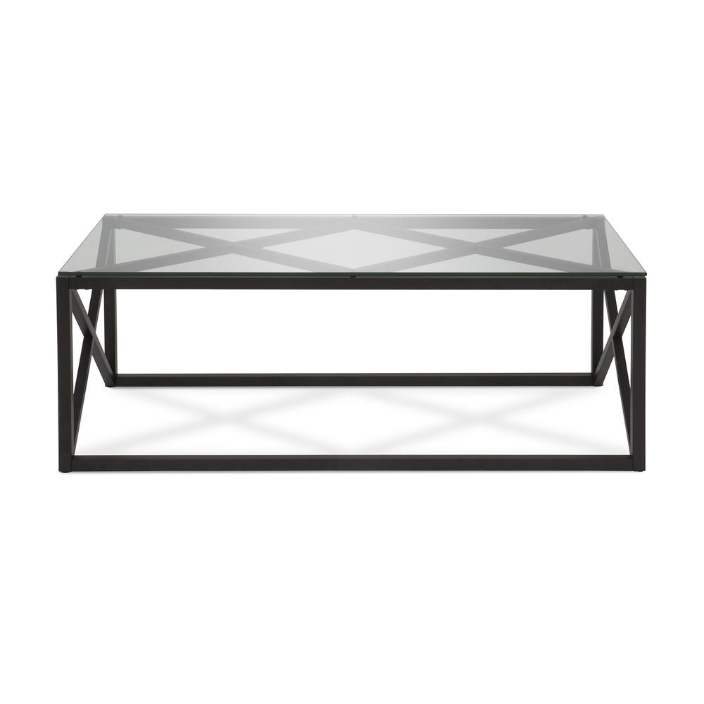 46" Black Glass And Steel Coffee Table. Picture 3