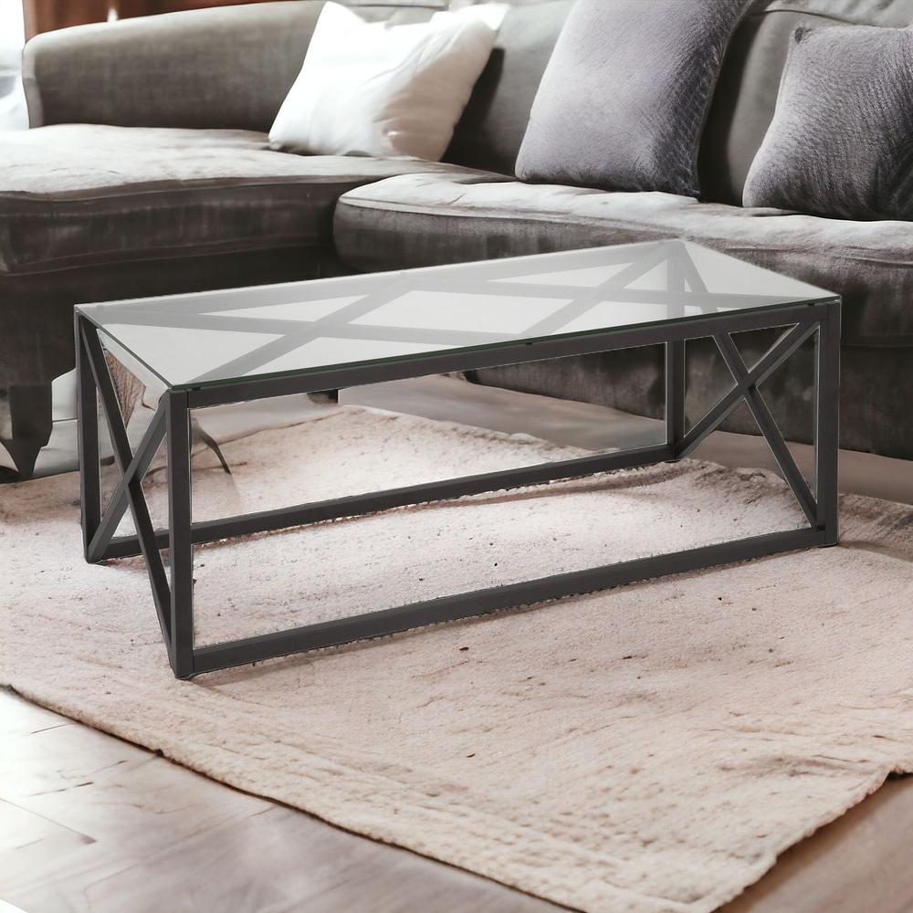 46" Black Glass And Steel Coffee Table. Picture 2