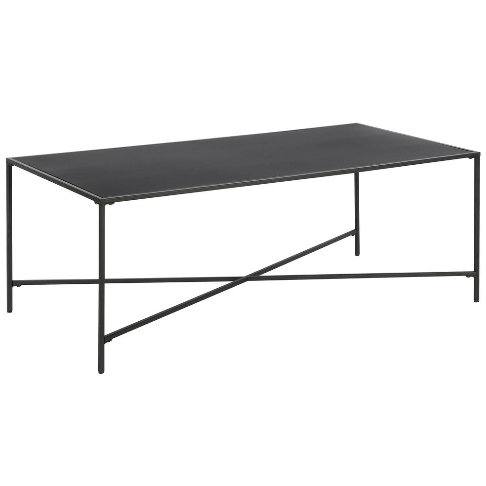 48" Black Steel Coffee Table. Picture 1