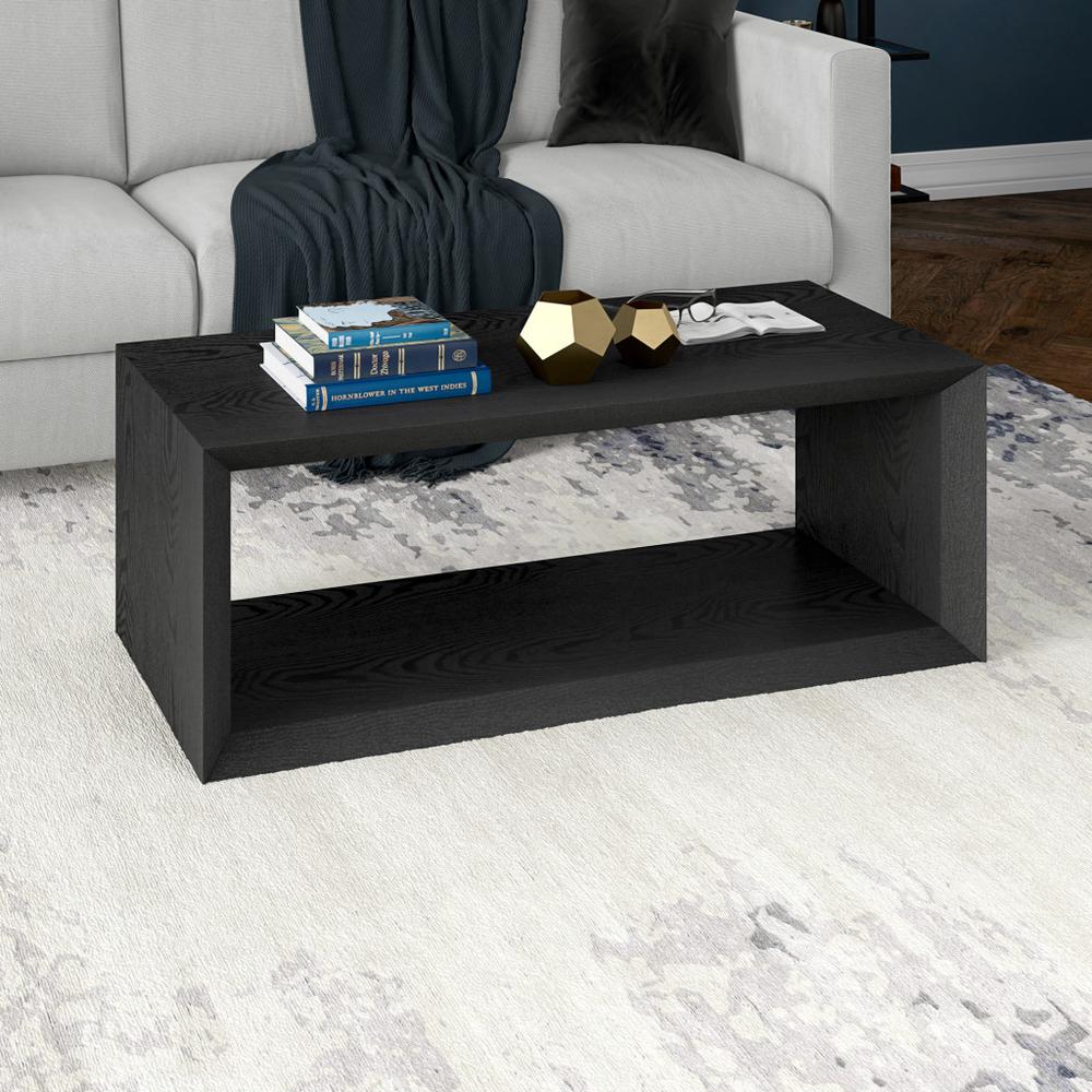 48" Black Coffee Table With Shelf. Picture 5