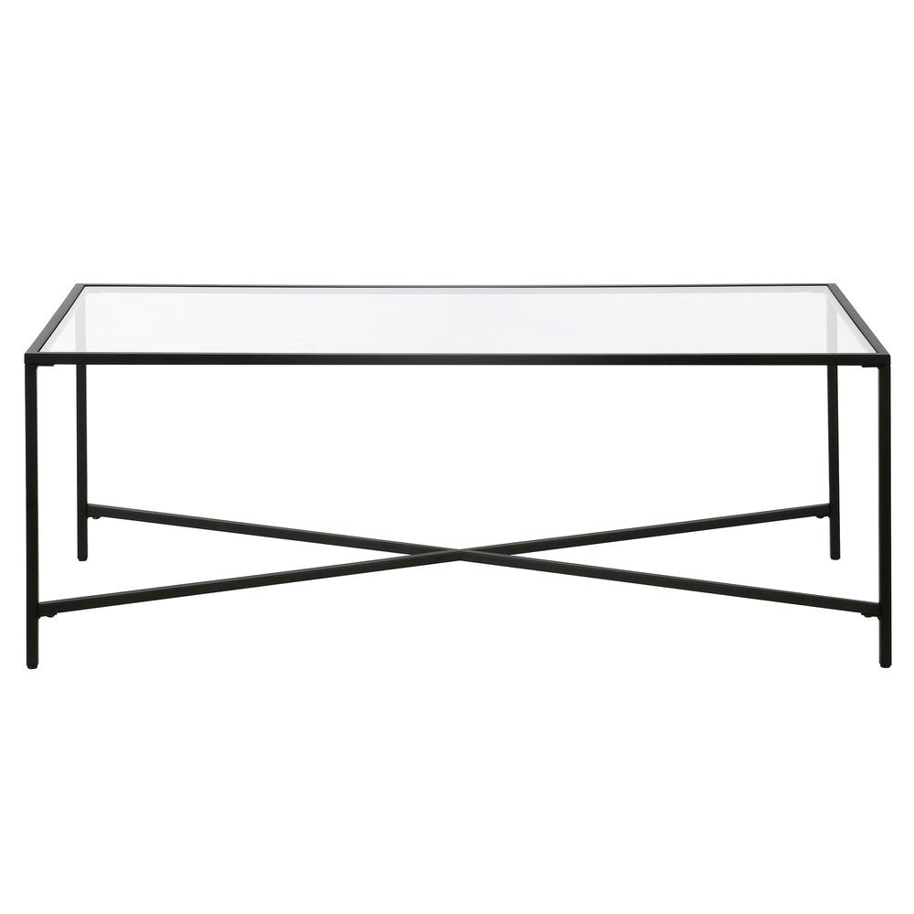 48" Black Glass And Steel Coffee Table. Picture 3