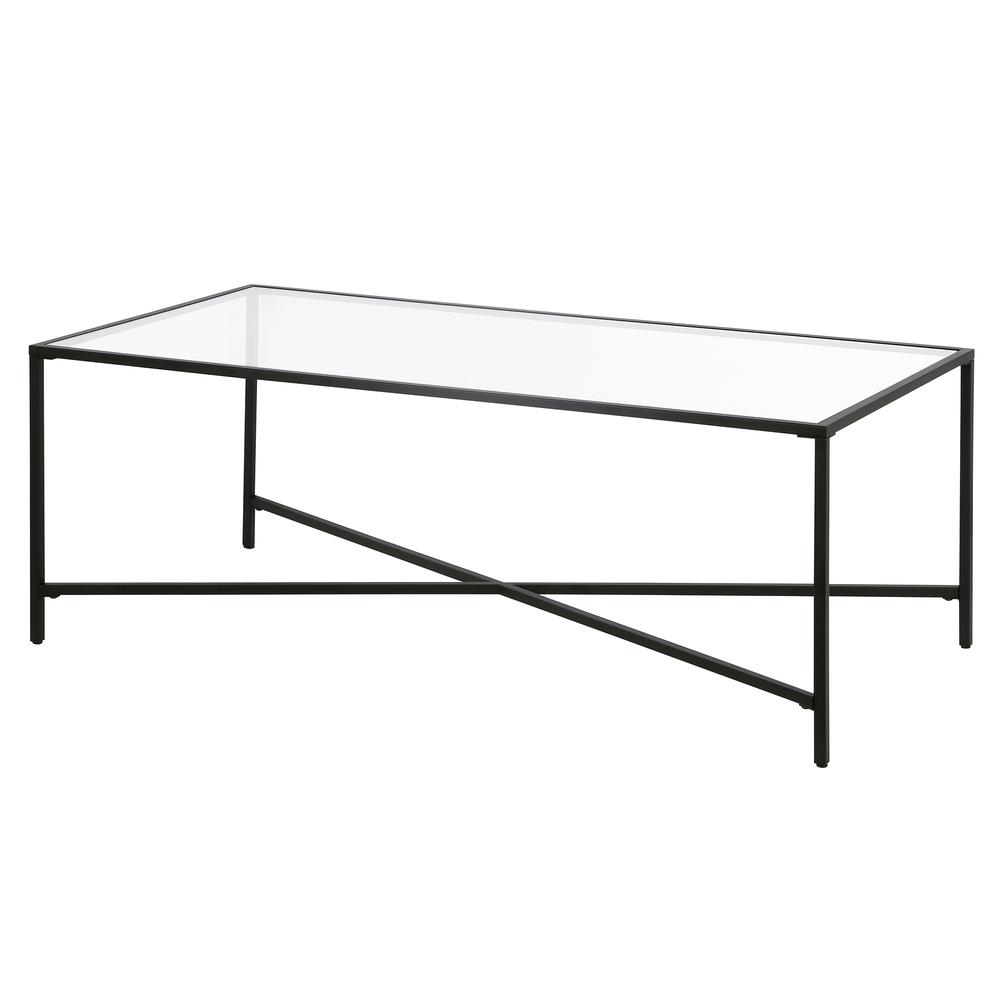 48" Black Glass And Steel Coffee Table. Picture 4