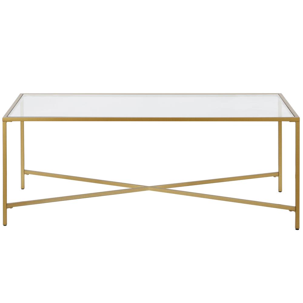 48" Gold Glass And Steel Coffee Table. Picture 2