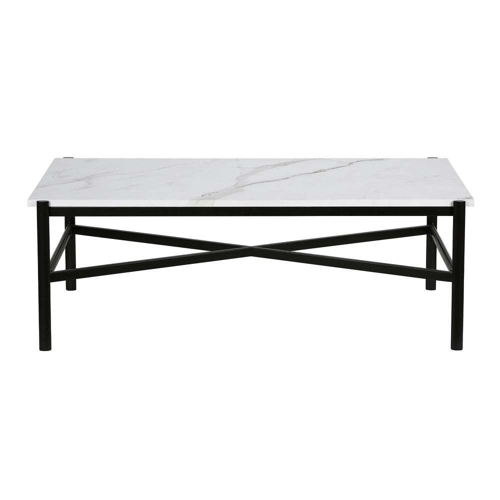 46" Black Faux Marble And Steel Coffee Table. Picture 2