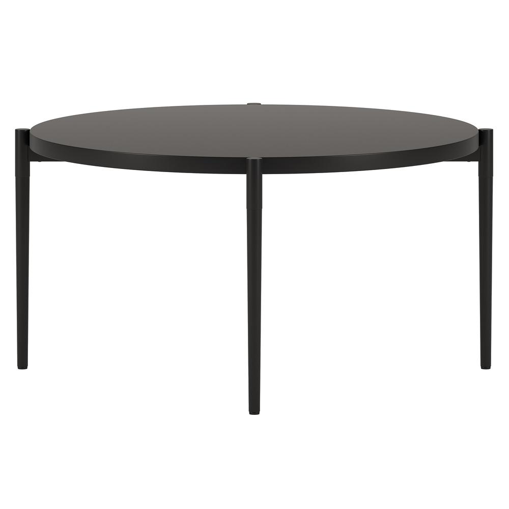 32" Black Steel Round Coffee Table. Picture 5