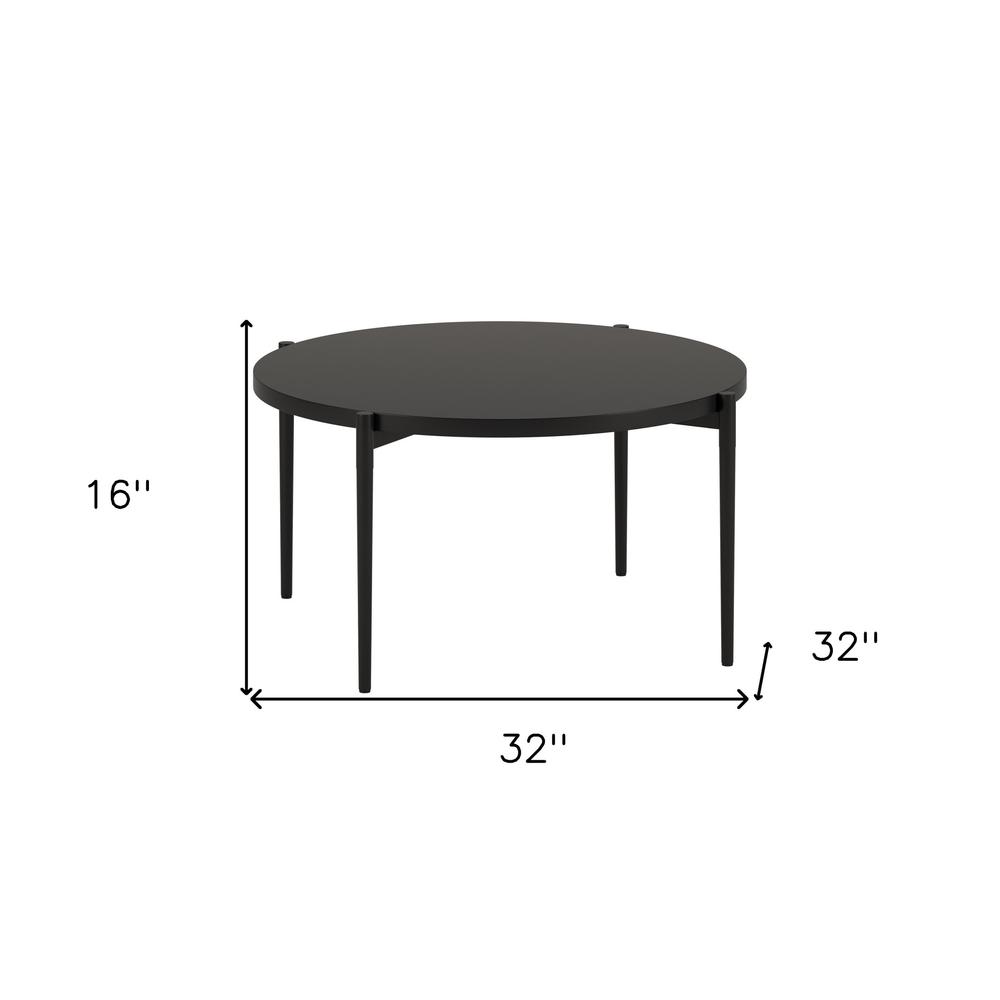 32" Black Steel Round Coffee Table. Picture 6