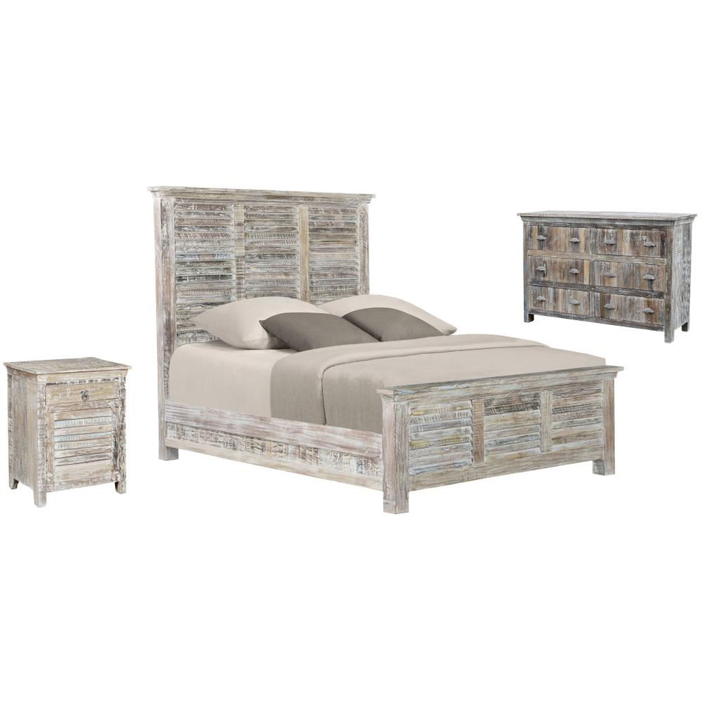Shutter Solid Wood King Gray Bed. Picture 5