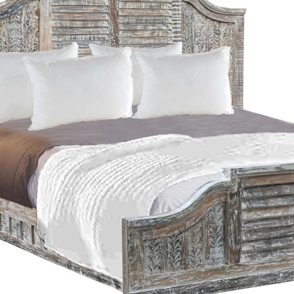 Shutter Scallop Solid Wood King White Bed. Picture 7