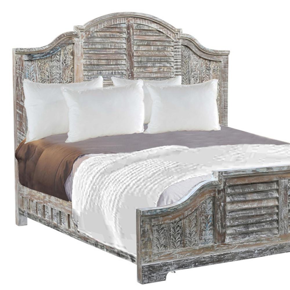 Shutter Scallop Solid Wood King White Bed. Picture 8