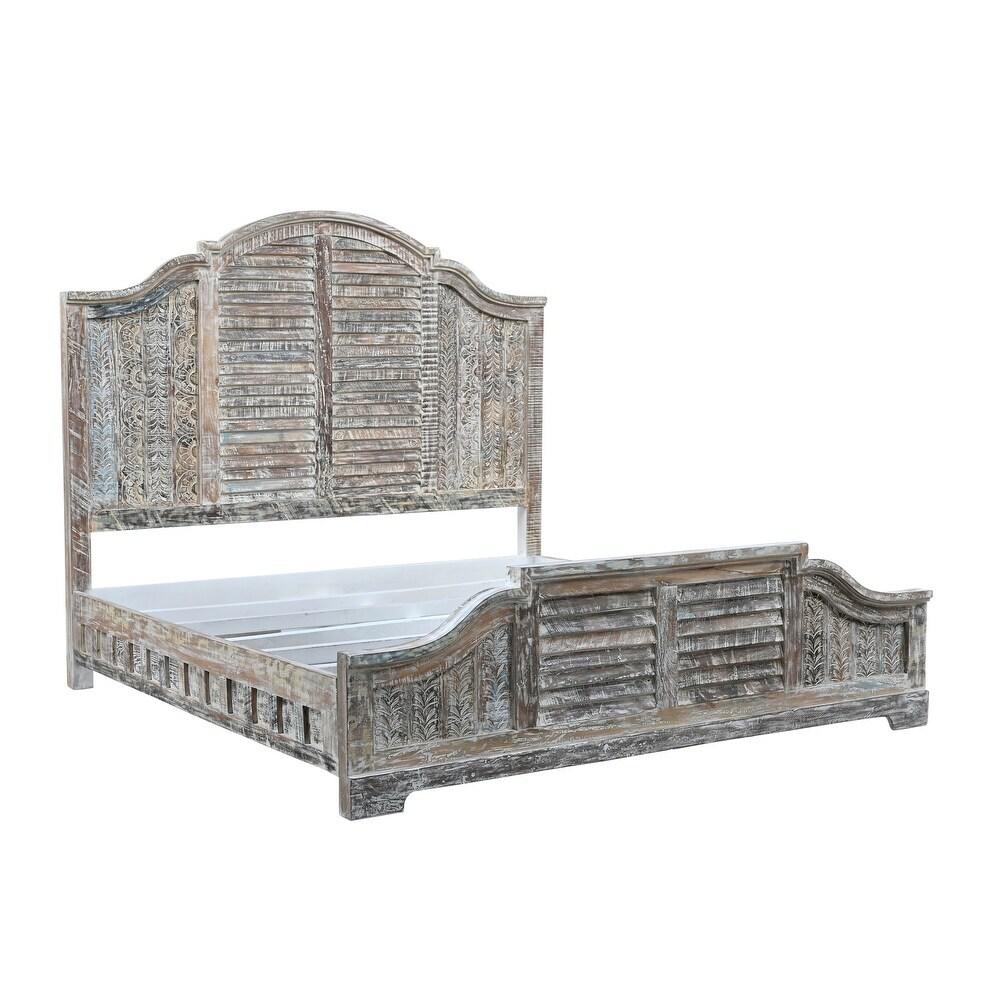 Shutter Scallop Solid Wood King White Bed. Picture 3