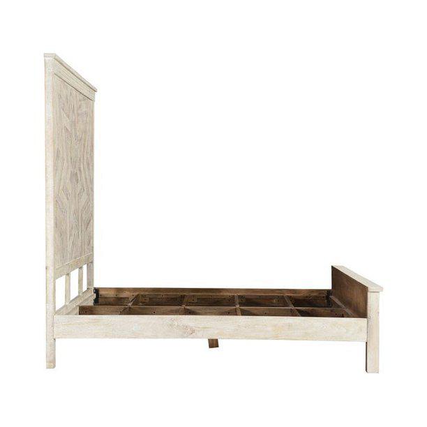 Solid Wood King Geo Star White Bed. Picture 3