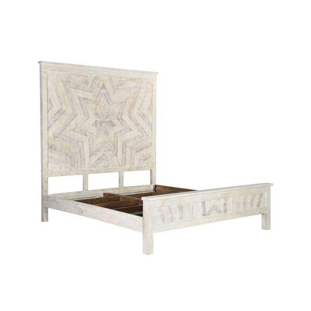 Solid Wood King Geo Star White Bed. Picture 6