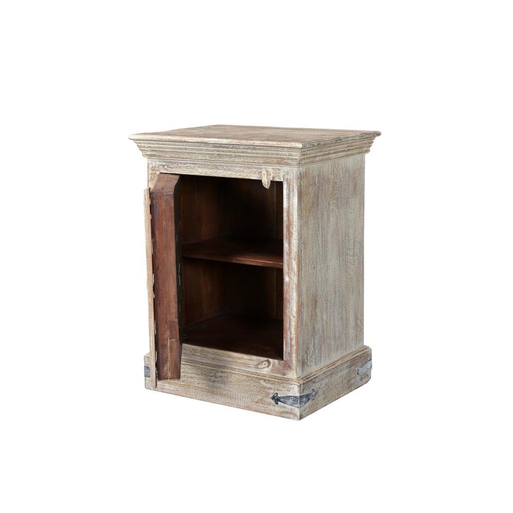 36" Distressed White Solid Wood Nightstand. Picture 3