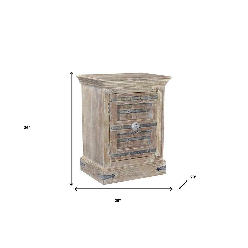 36" Distressed White Solid Wood Nightstand. Picture 6
