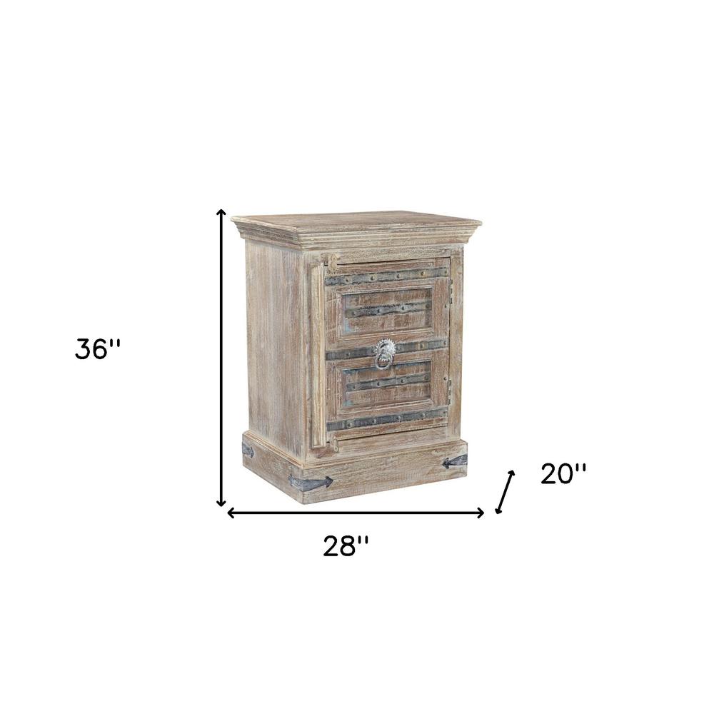 36" Distressed White Solid Wood Nightstand. Picture 6