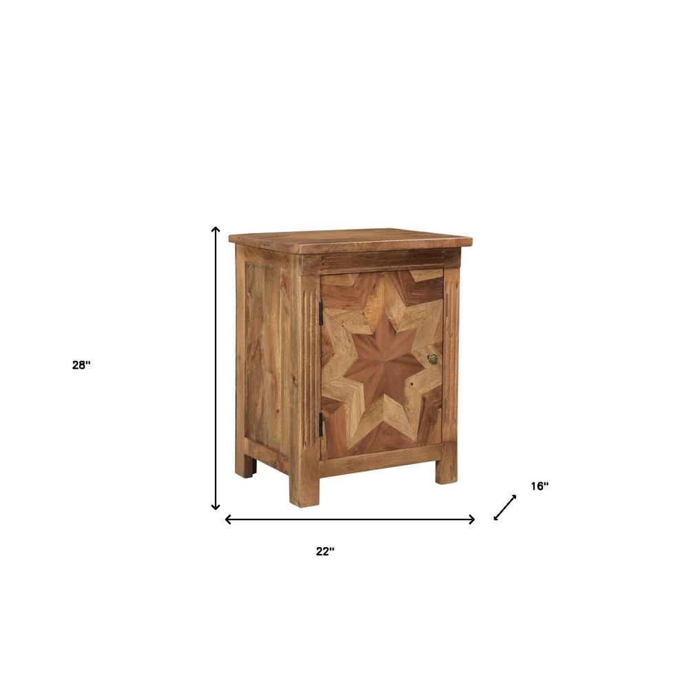 28" Brown Starburst Geometric Solid Wood Nightstand. Picture 8