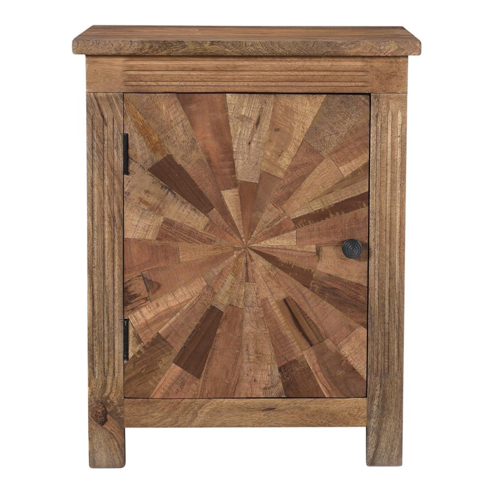 28" Brown Sunburst Geometric Solid Wood Nightstand. Picture 2