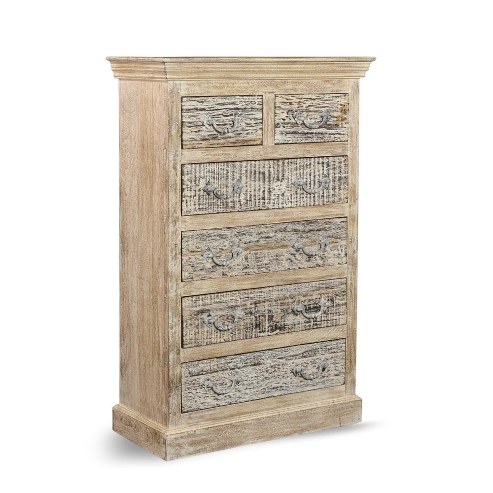 35" White Solid Wood Six Drawer Chest. Picture 2