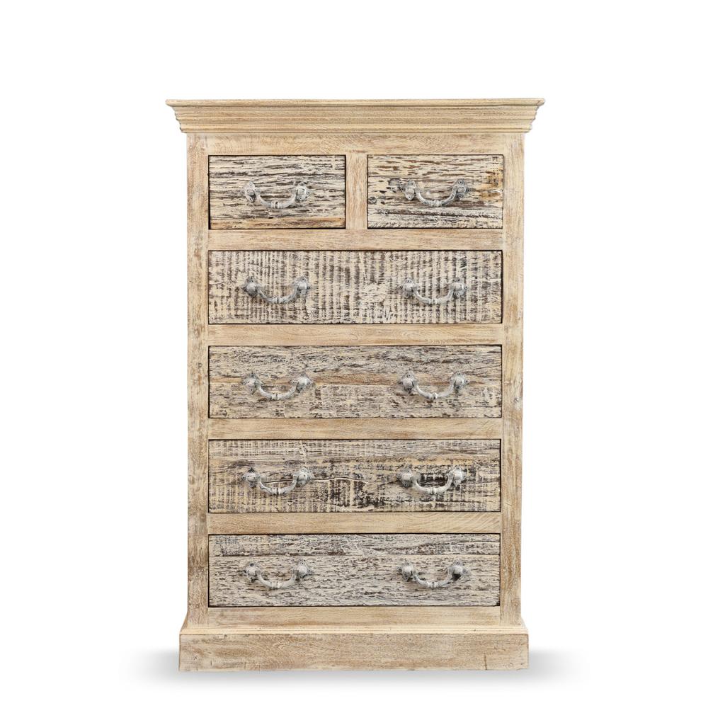 35" White Solid Wood Six Drawer Chest. Picture 1