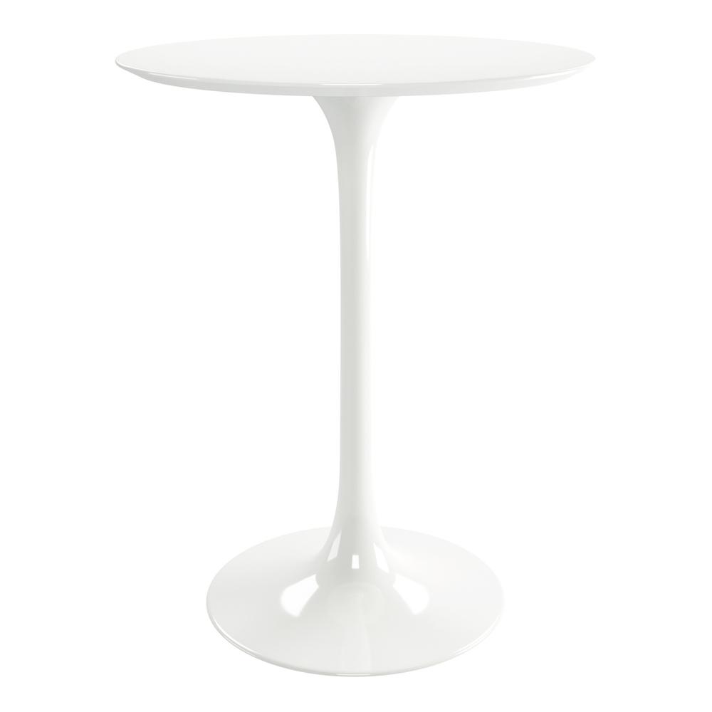 32" White Rounded Fiberglass and Metal Bar Table. Picture 1