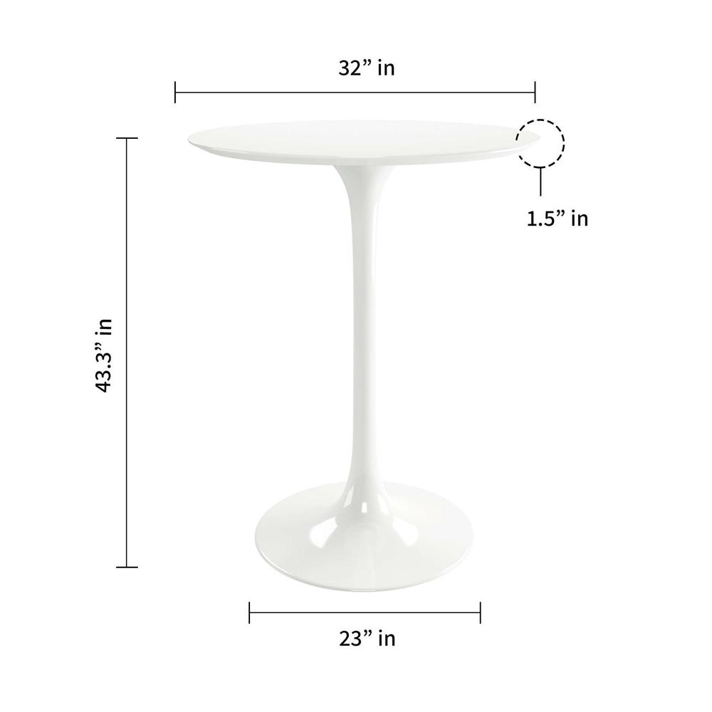 32" White Rounded Fiberglass and Metal Bar Table. Picture 7