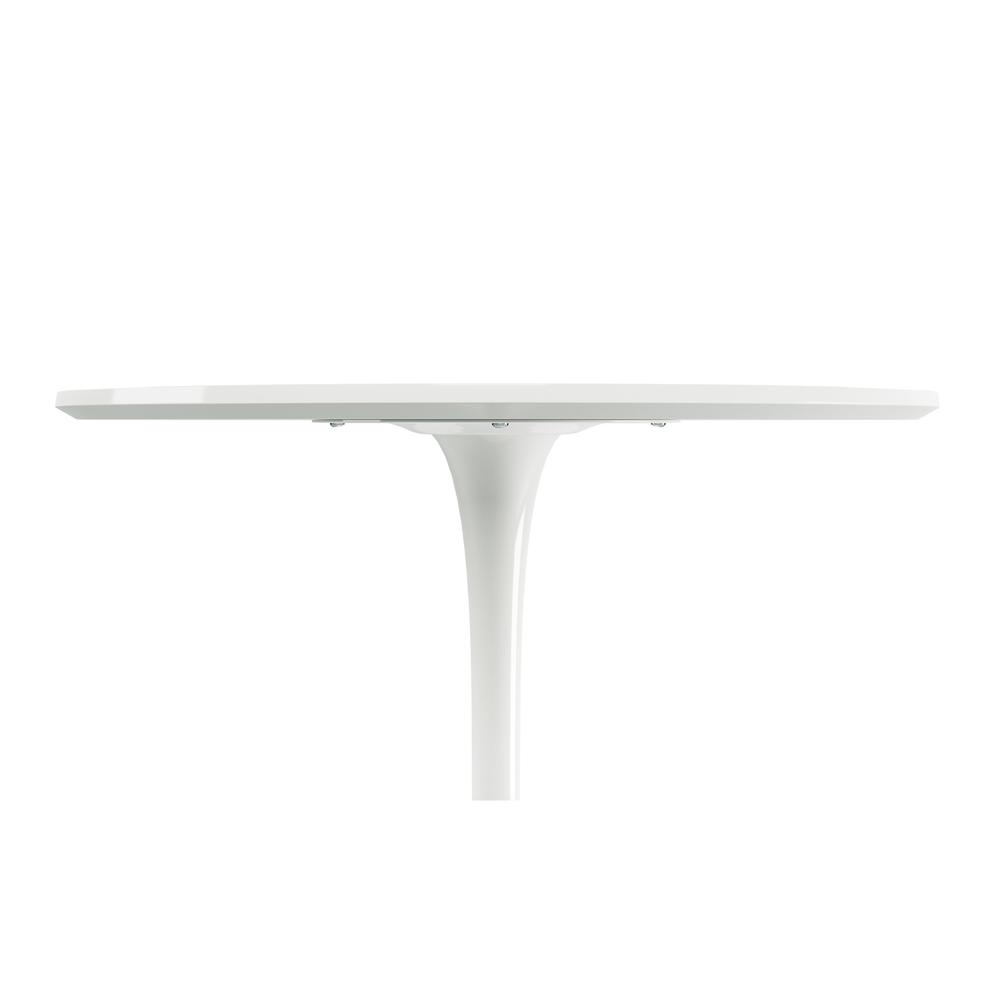 36" White Rounded Manufactured Wood and Metal Bar Table. Picture 3