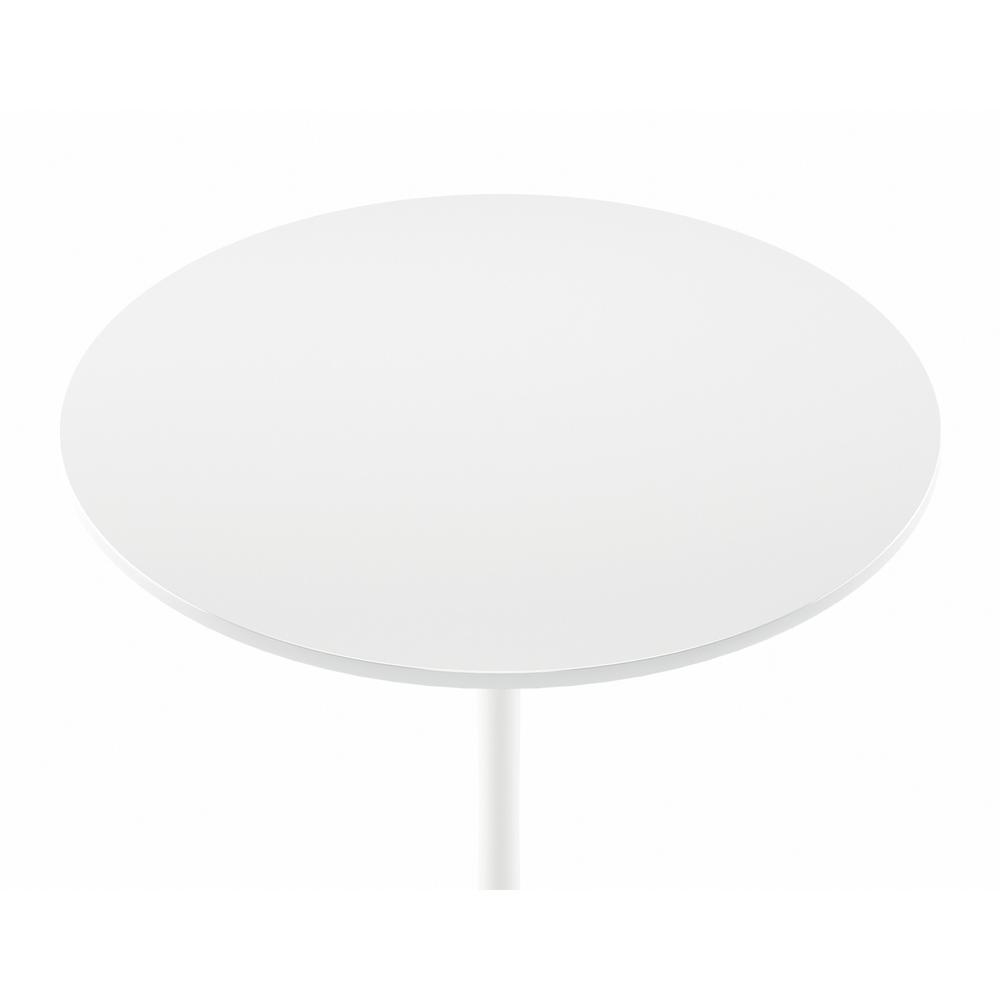 36" White Rounded Manufactured Wood and Metal Bar Table. Picture 5
