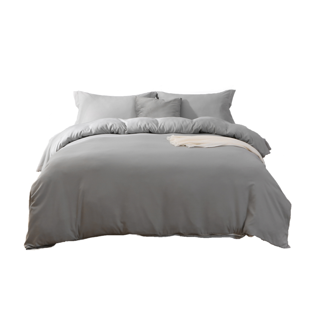 Light Gray King Microfiber 1400 Thread Count Machine Washable Duvet Cover Set. Picture 1