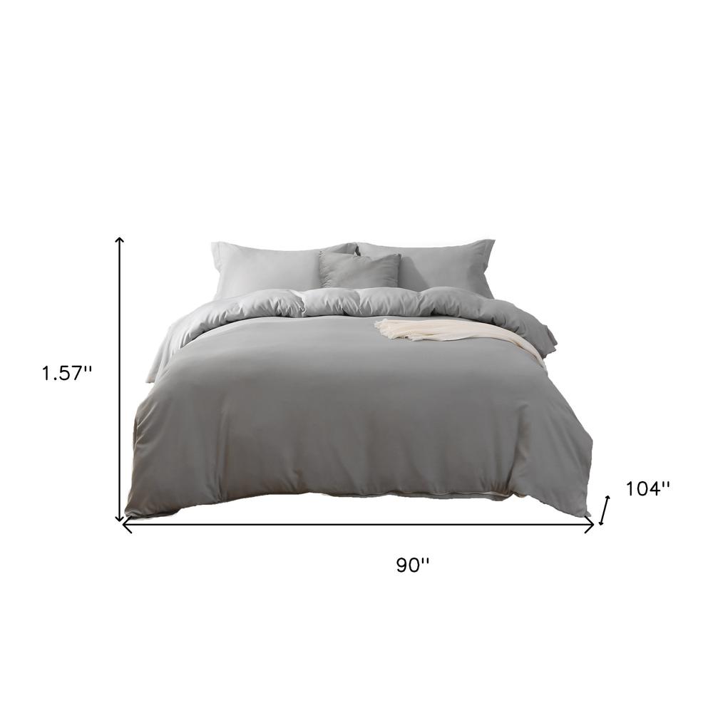 Light Gray King Microfiber 1400 Thread Count Machine Washable Duvet Cover Set. Picture 5