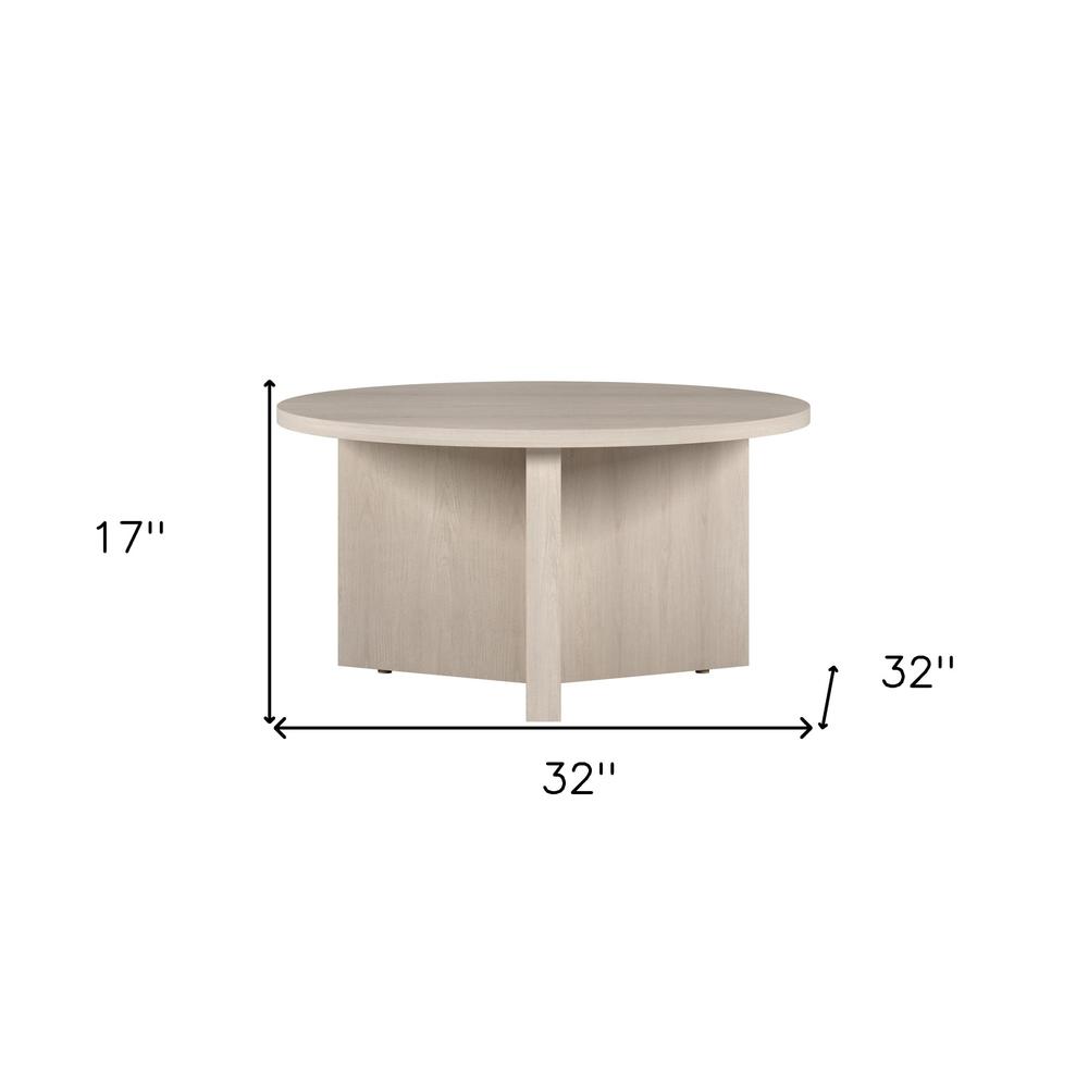 32" White Round Coffee Table. Picture 6