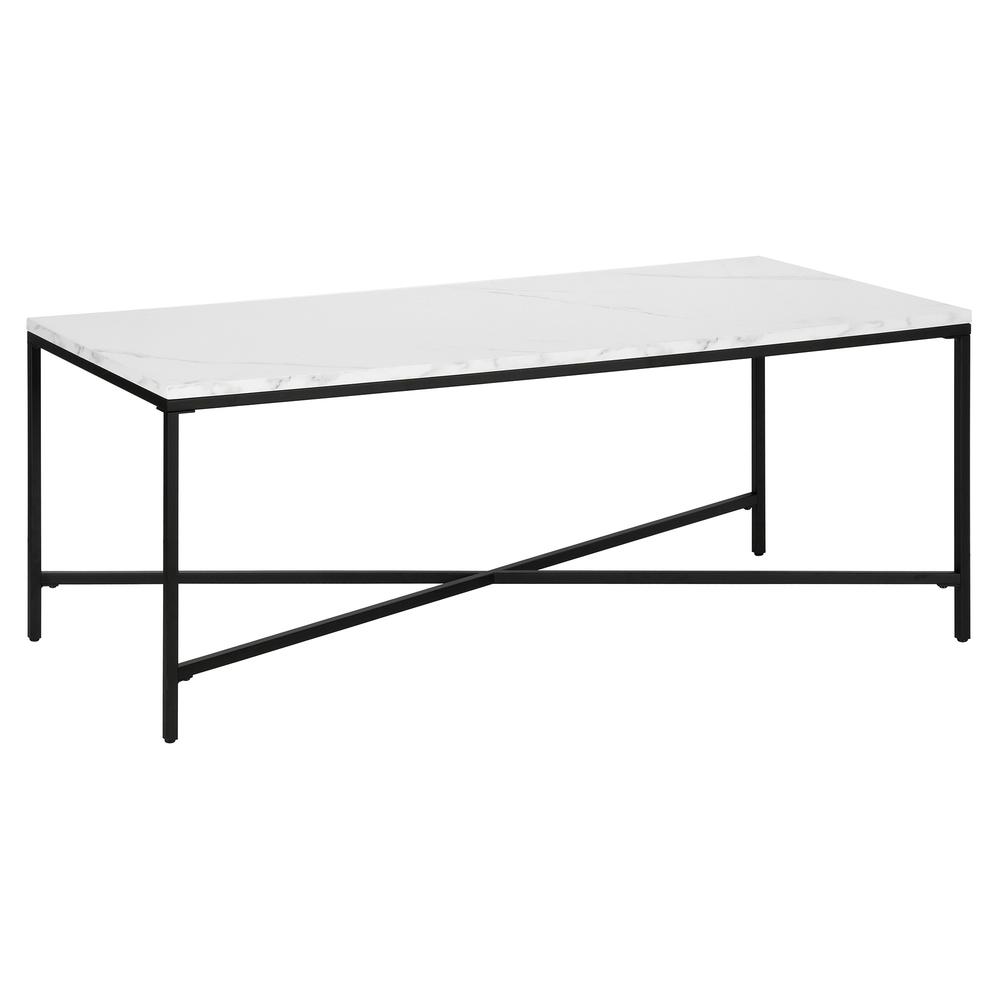 48" White And Black Steel Coffee Table. Picture 1