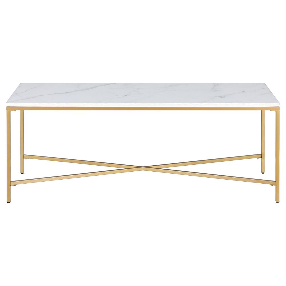 48" White And Gold Steel Coffee Table. Picture 2