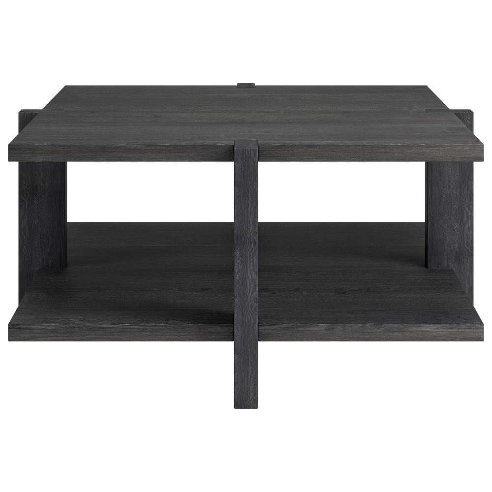 35" Gray Square Coffee Table With Shelf. Picture 2