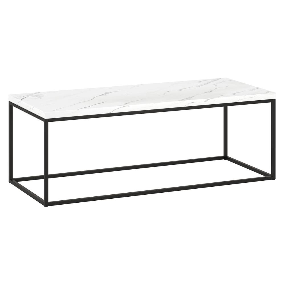 48" White And Black Faux Marble And Steel Coffee Table. Picture 1