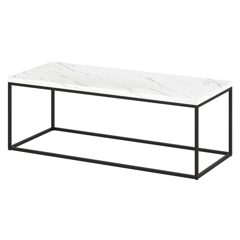 48" White And Black Faux Marble And Steel Coffee Table. Picture 3
