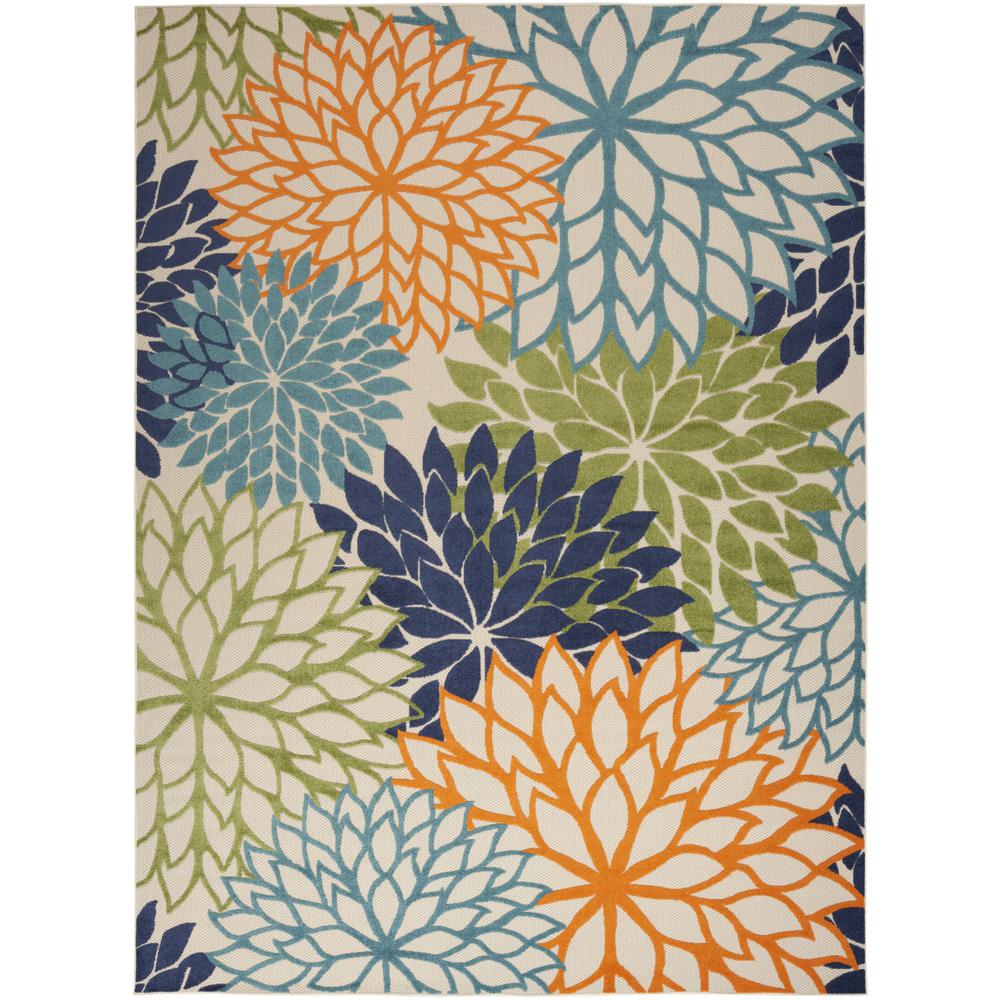 12' X 15' Blue And Green Floral Power Loom Area Rug. Picture 1