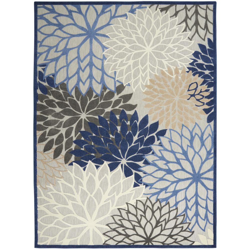 12' x 15' Blue Floral Power Loom Area Rug. Picture 1